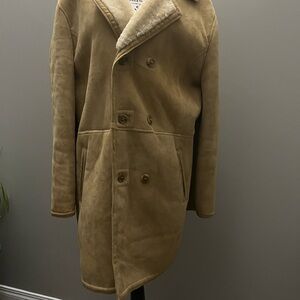 Men's Brown Shearling Pea Coat